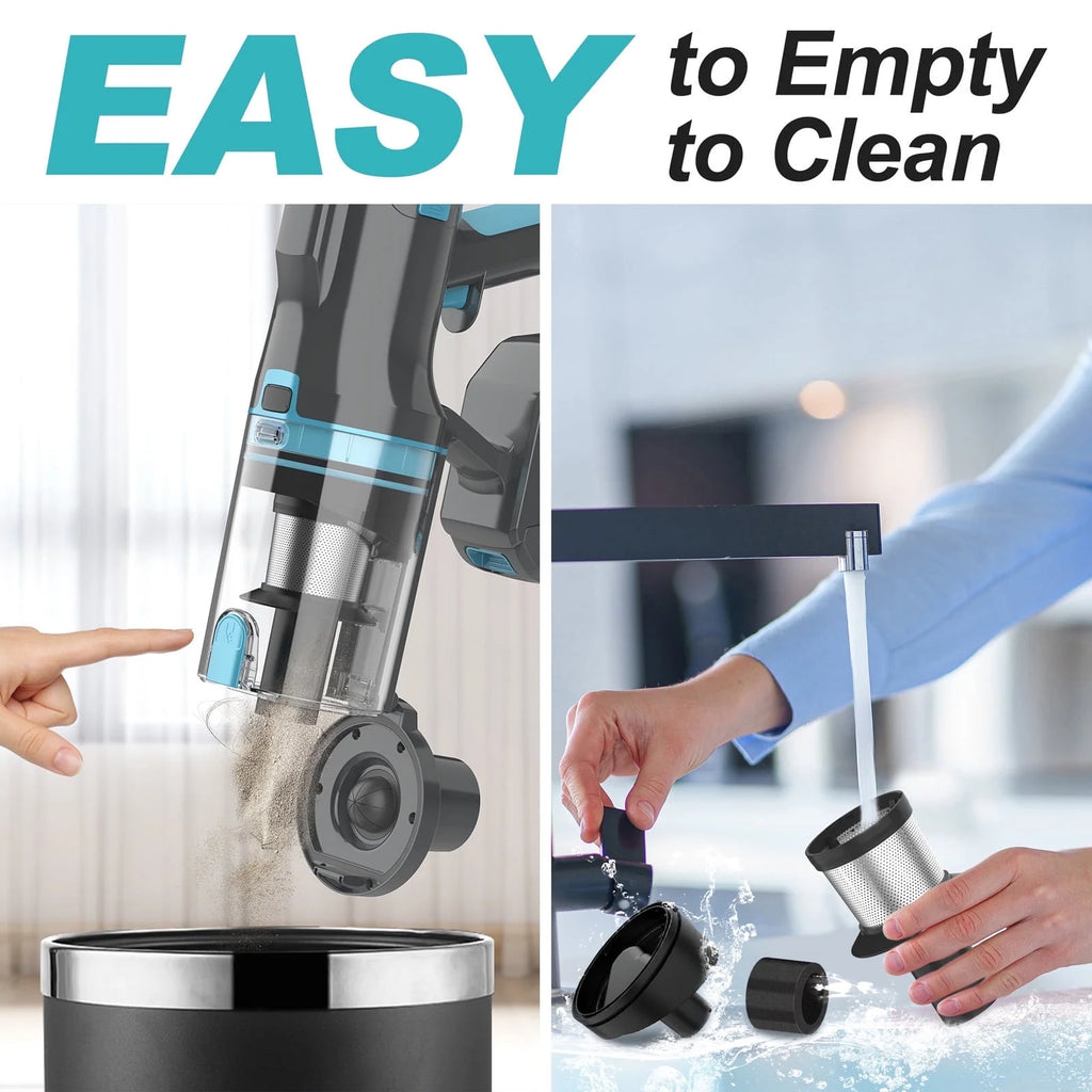 Cordless Vacuum Cleaner,30Kpa 60Mins Stick Vacuum Cleaner with LED Touch Screen,Lightweight Vacuum for Home Pet Hair Carpet Hard Floors V11(Blue)