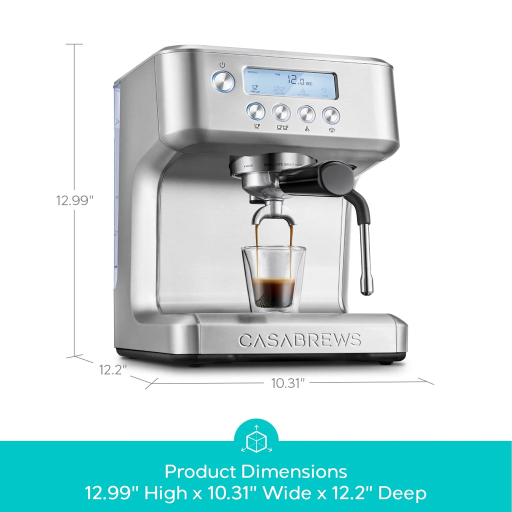 CASABREWS Ultra Semi-Automatic Espresso machine: 20 Bar, Stainless Steel, Milk Frother, Temperature Control - Americano, Latte, Cappuccino