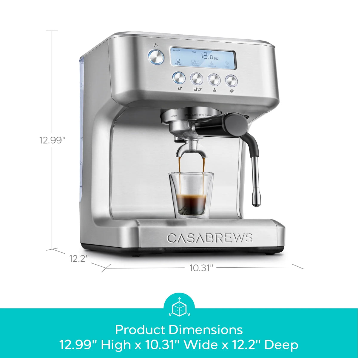 CASABREWS Ultra Semi-Automatic Espresso machine: 20 Bar, Stainless Steel, Milk Frother, Temperature Control - Americano, Latte, Cappuccino