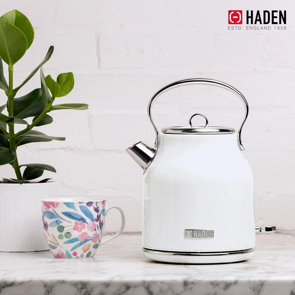 Haden Coffee Maker & Heritage 1.7 Liter Electric Kettle, Black & Chrome