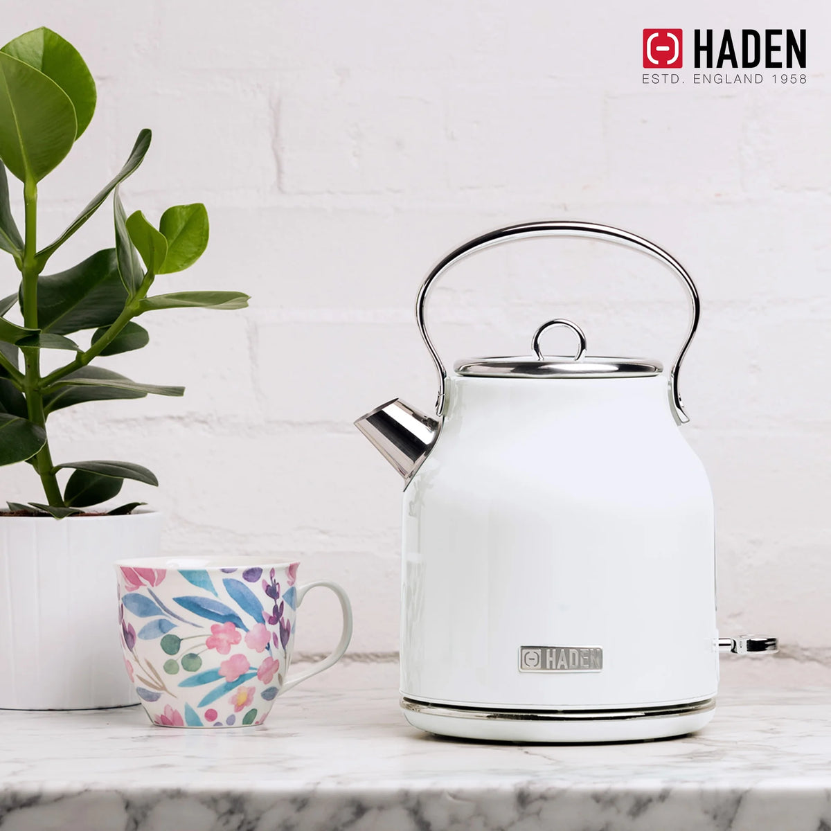 Haden Coffee Maker & Heritage 1.7 Liter Electric Kettle, Black & Chrome