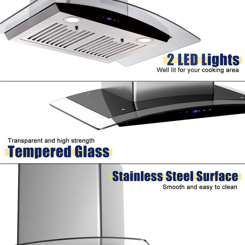 Joeaonz 30-Inch Wall Mount Range Hood with 3-Speed Ventilation and Dishwasher-Safe Filters, 700 CFM, 120V