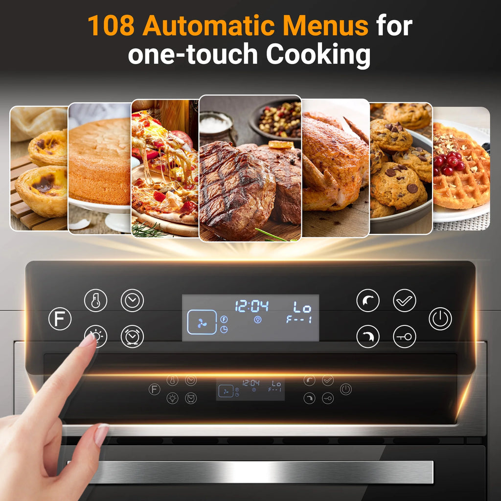 24" Electric Single Wall Oven 2.5 Cu.ft Convection Stainless Steel Built-in Electric Ovens with 11 Functions, 8 Automatic Recipes, 2800W, 240V, Upgraded