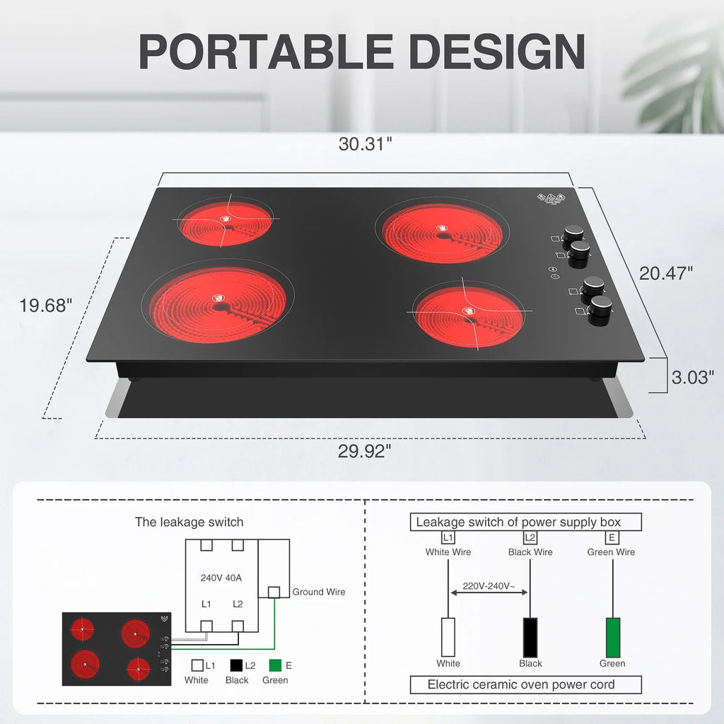 VBGK Induction Cooktop 30 inch 5 Burner Electric Hot Plate for Cooking Electric Induction Cooktop 240v, 99 Minutes Timer and Auto Shutdown Induction Burner,Child Lock