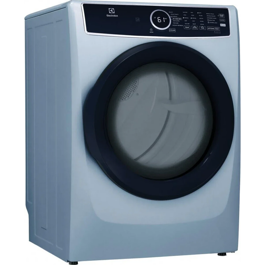 Electrolux 27 Inch Gas Dryer with 8.0 Cu. Ft. Capacity, Moisture Sensor, Reversible Door in Blue ELFG7437AG