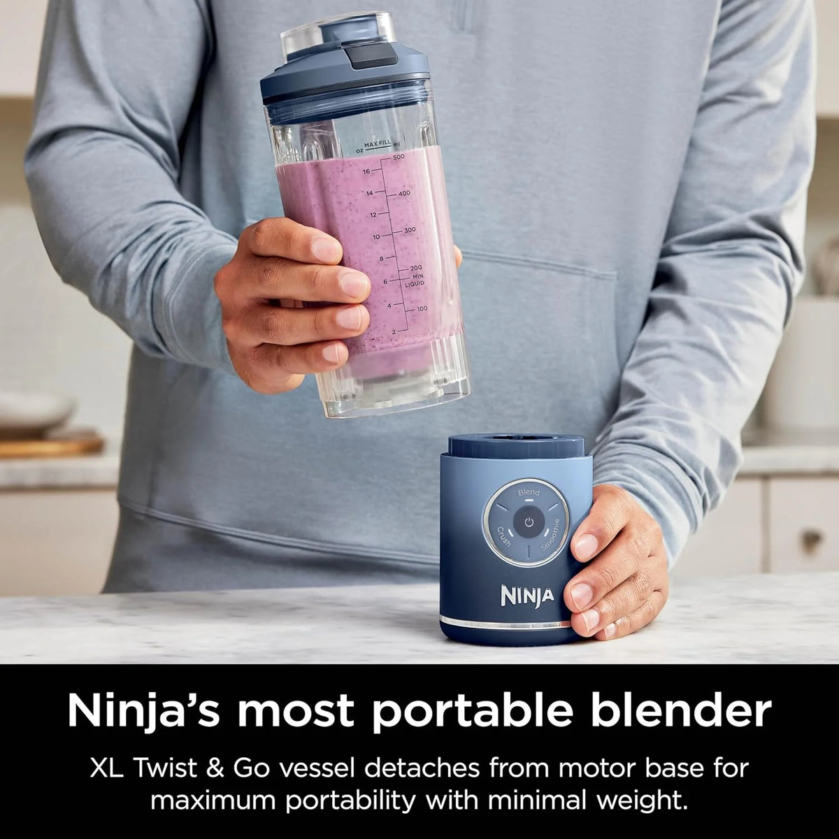 Restored Ninja BC251QRD Blast Max Personal Cordless Blender, 3 Programs, 22 oz. Twist & Go Vessel, Cherry (Refurbished)