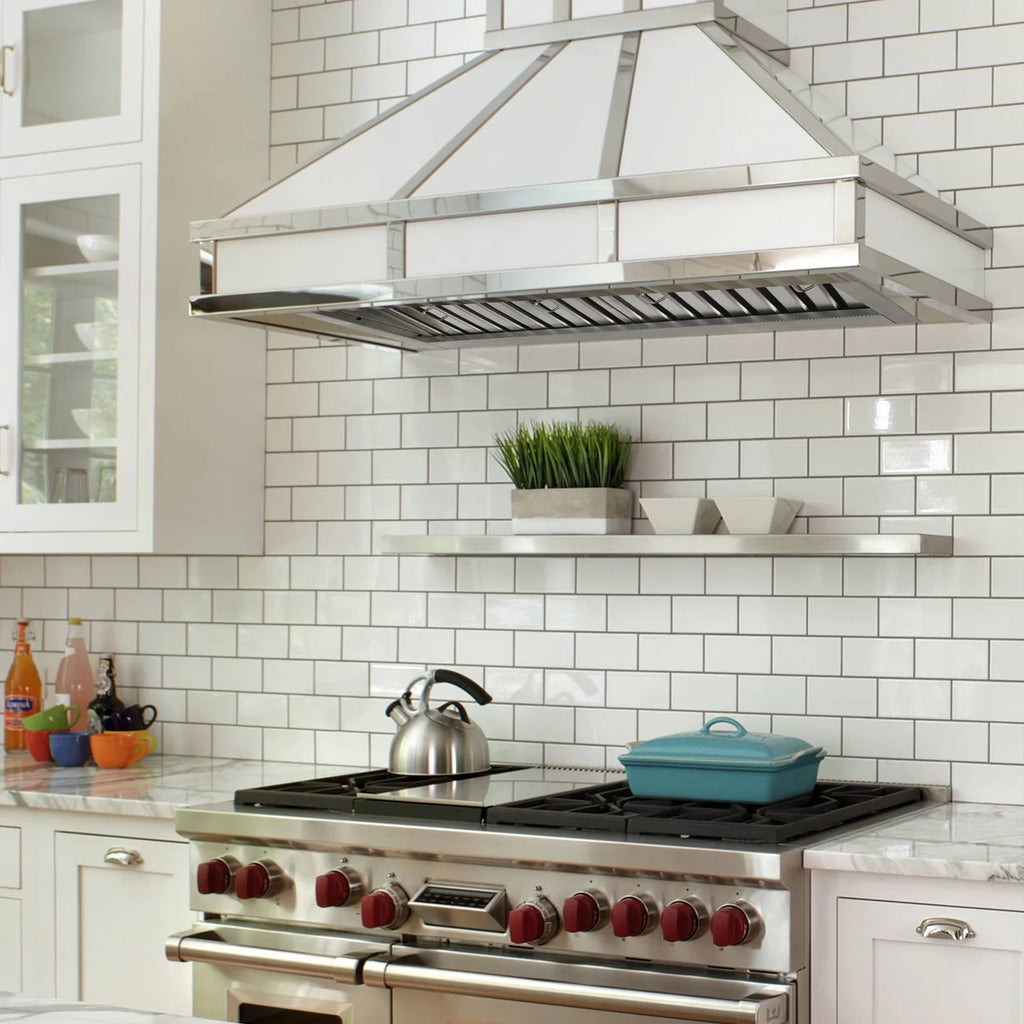 Akicon 48 Inch Range Hood Insert, Stainless Steel 8" Ducted Insert/Built-in Kitchen Vent Hood with 1200 CFM Suction, Dimmable LED Lights and Dishwasher Safe Filters, 4 Speed-Cool White