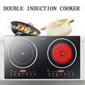 DERCLIVE Electric Ceramic Stove Induction Cooktop, Electric Stove 2 Burner Electric Burner Countertop Infrared Induction Cooker Home Cooktop Cooking Furnace,2200W  2200W