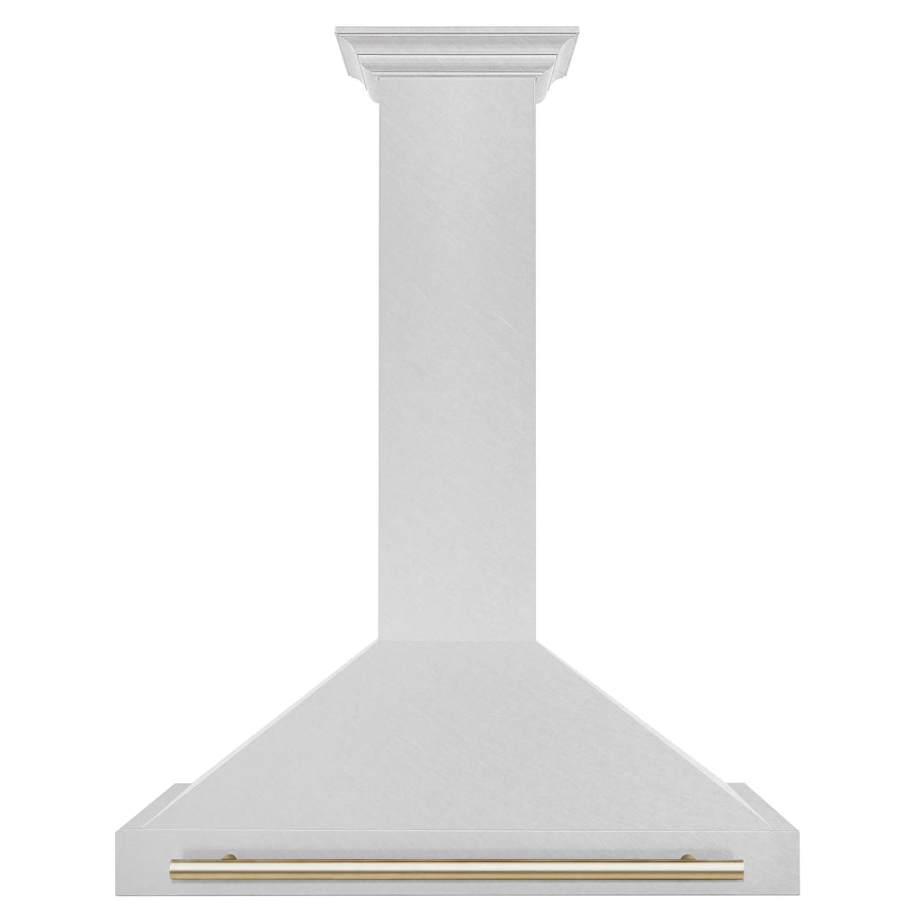 ZLINE 36 ZLINE Autograph Edition DuraSnow Stainless Steel Range Hood with DuraSnow and Gold Handle (KB4SNZ-36-G)