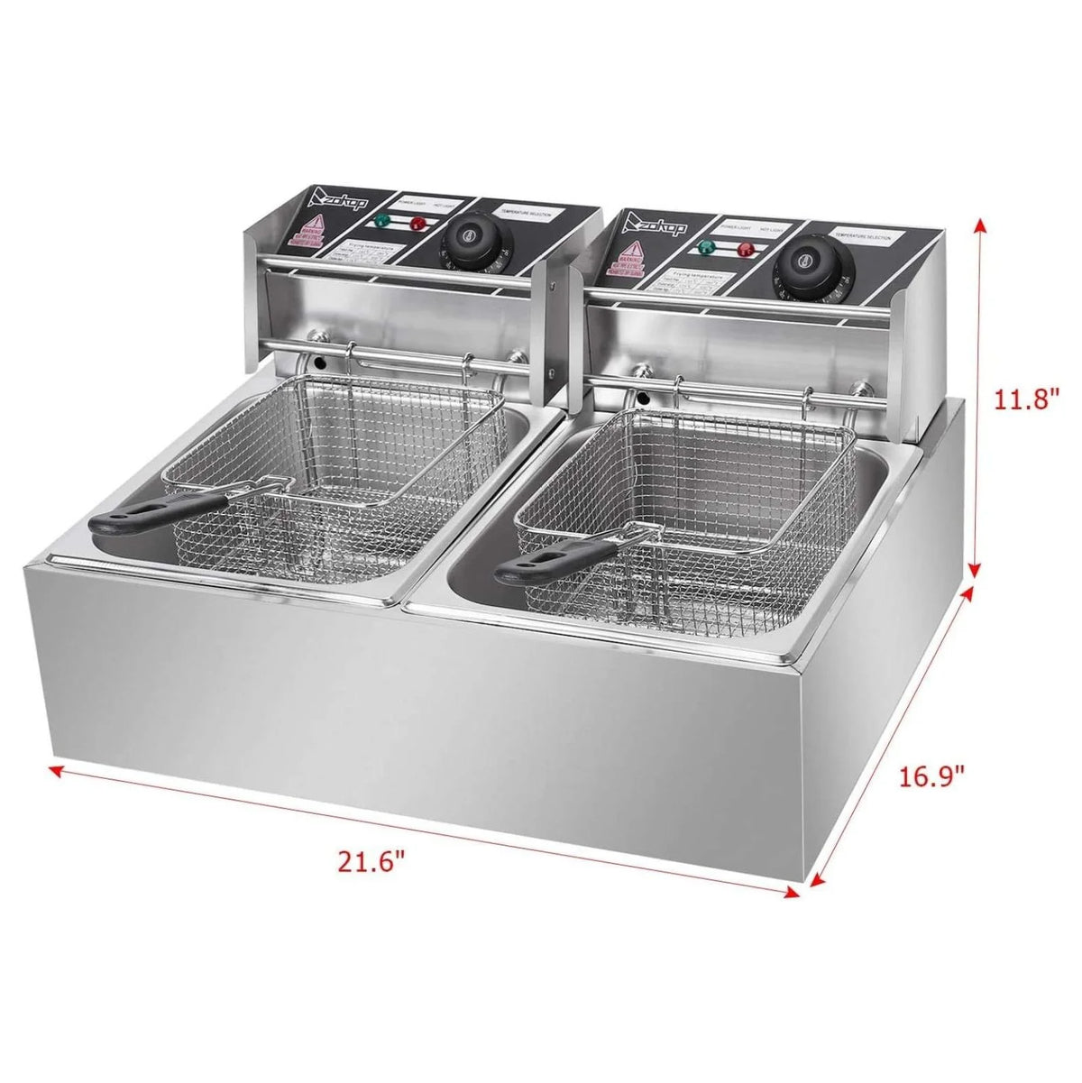 5000W 12 Liter Electric Countertop Deep Fryer Dual