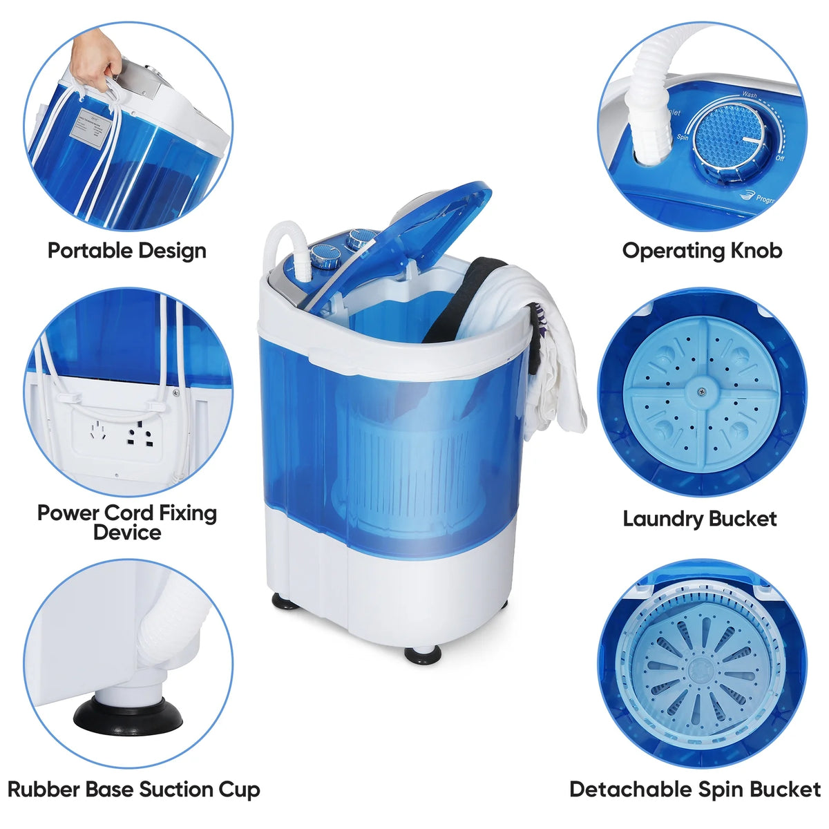 HJYURY Semi automatic mini washing machine 7.9 pounds portable washing and shaking integrated small washing equipment