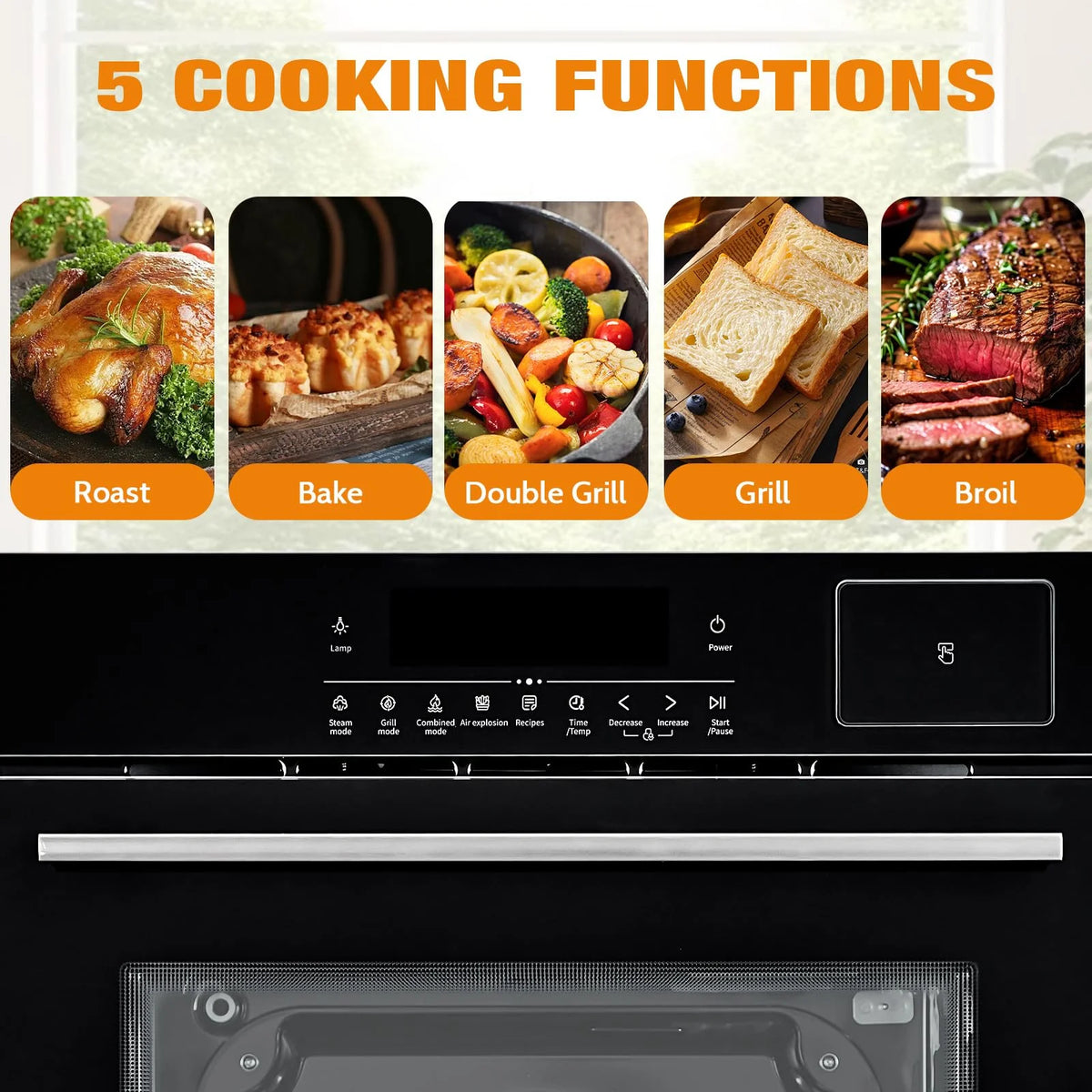 Huisuilinss 24" Single Wall Oven,Built-in Electric Ovens,240V,3000W, 2.5Cu.Ft,70L Capacity,Convection Wall Oven in Stainless Steel, Touch Control, Timer, Safety Lock