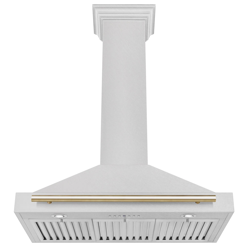 ZLINE 36 ZLINE Autograph Edition DuraSnow Stainless Steel Range Hood with DuraSnow and Gold Handle (KB4SNZ-36-G)