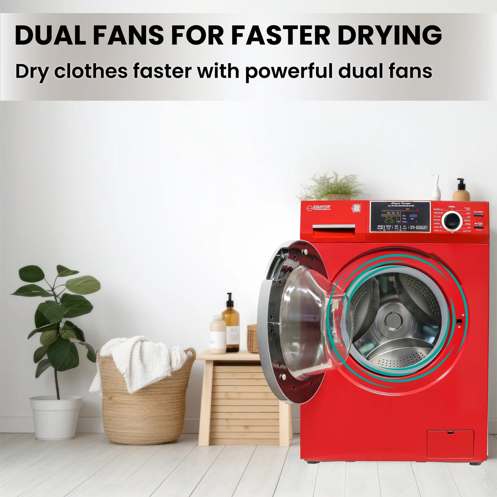 Equator All-in-One Washer Dryer VENTLESS/VENTED PET cycle 1.62cf/15lbs 110V in Merlot