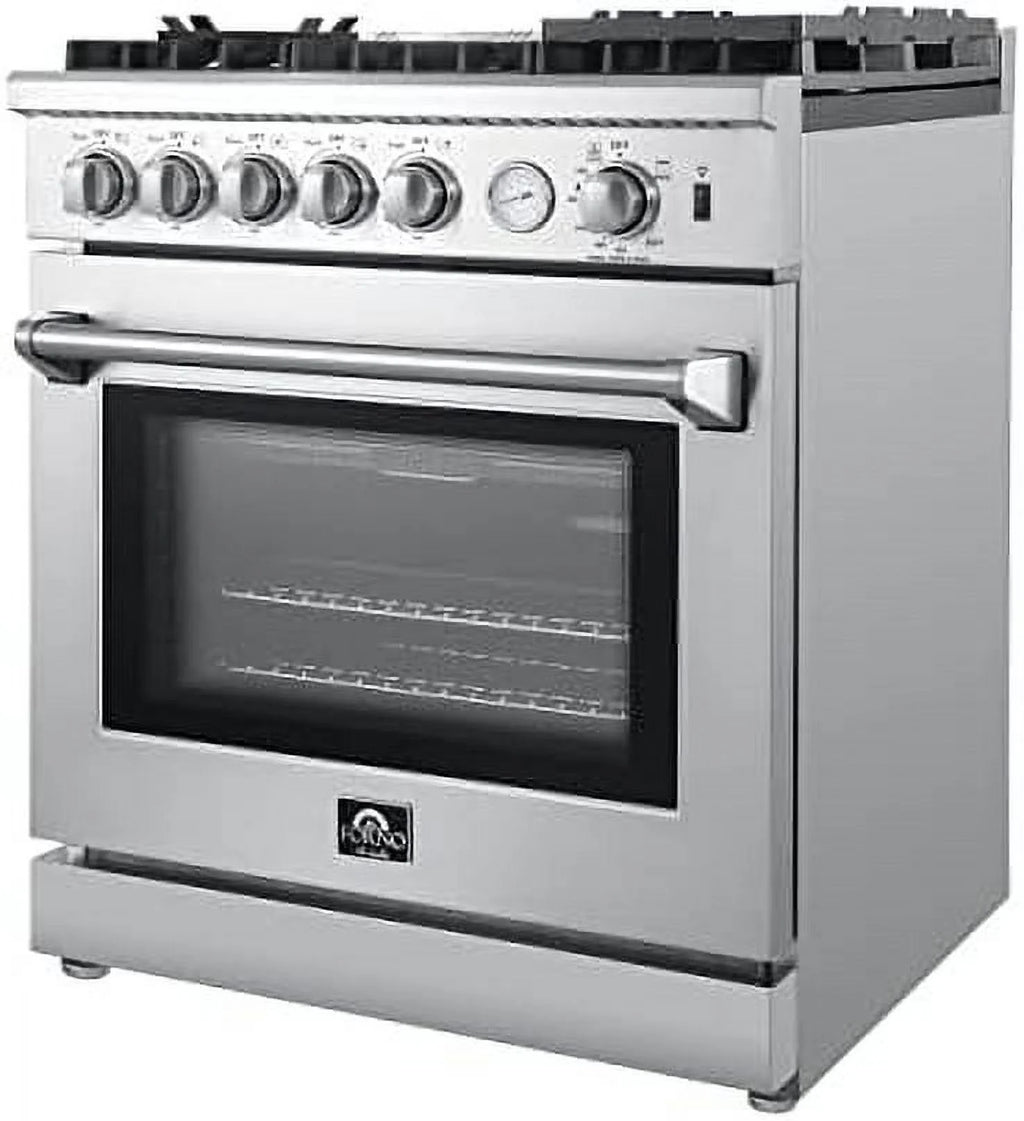 Forno Lazio 30-Inch Freestanding Gas Range, 4 Burners, Convection Oven, Energy Efficient