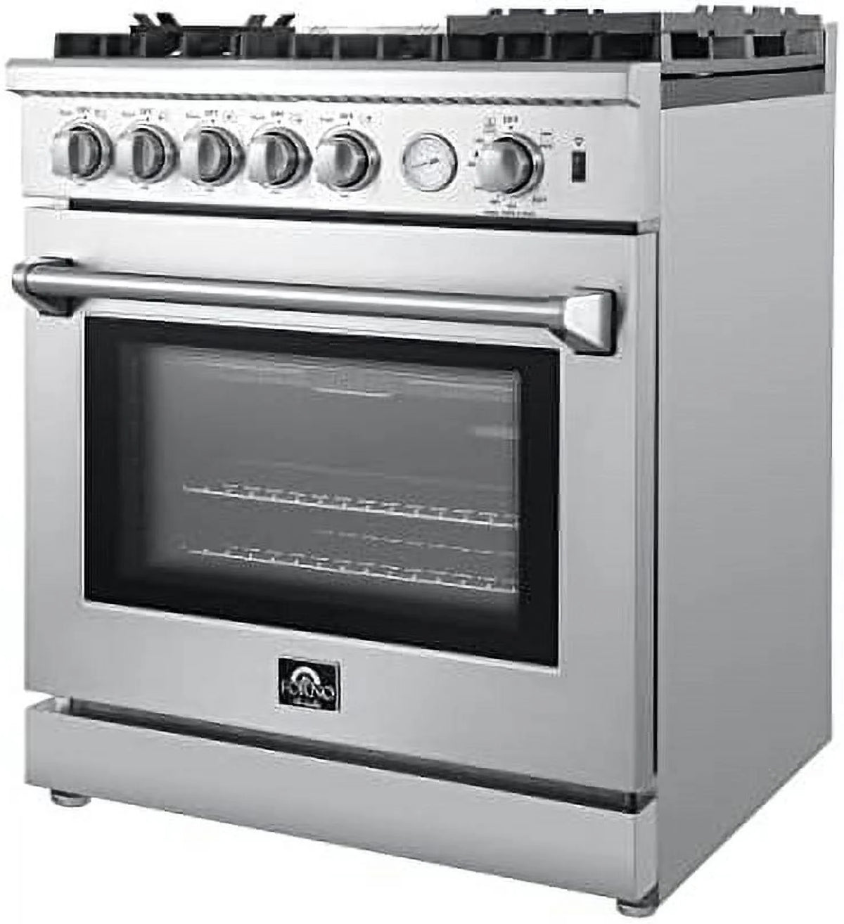 Forno Lazio 30-Inch Freestanding Gas Range, 4 Burners, Convection Oven, Energy Efficient