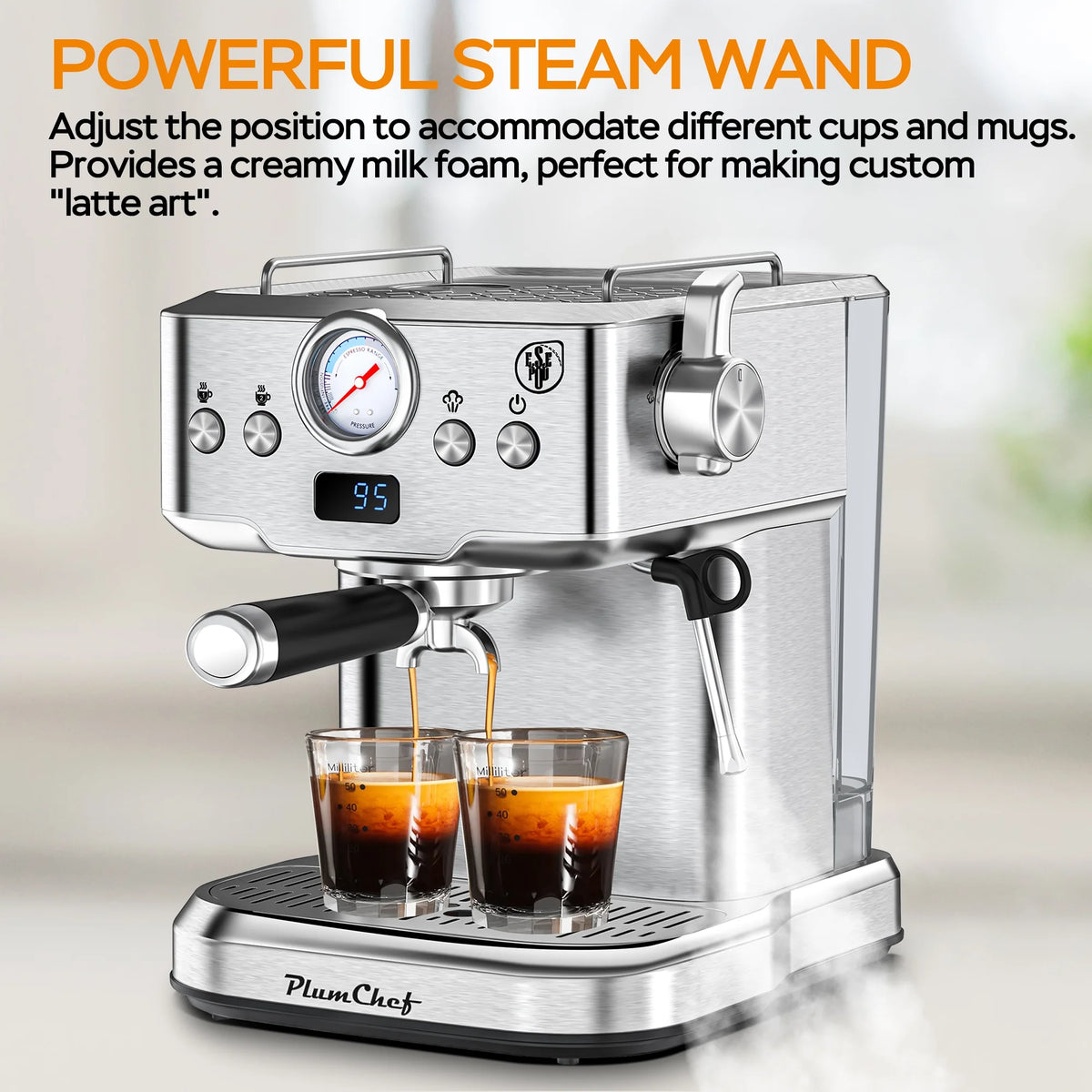 20 Bar Espresso Machine with Milk Frother, Single & Double Shot, ESE Pod Compatible, Removable Water Tank for Cappuccino, Latte, & Machiato for Home Barista