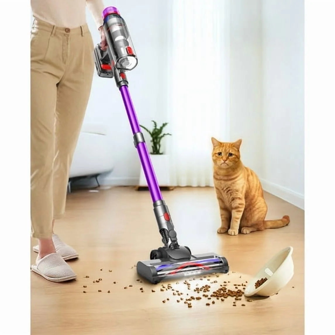 Hosaud Cordless Stick Vacuum Cleaner: 45000Pa Suction, 550W Motor, 55-Min Runtime �?Lightweight for Home, Powerful on Pet Hair, Carpets & Hard Floors