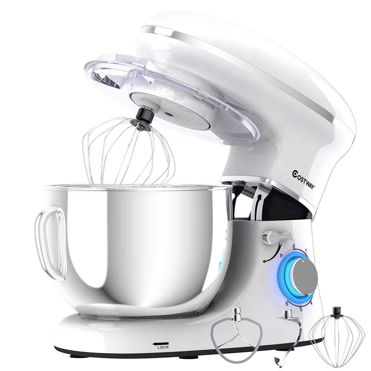 Costway 6.3 QT Tilt-Head Food Stand Mixer 6 Speed 660W wIth Dough Hook, Whisk & Beater Black