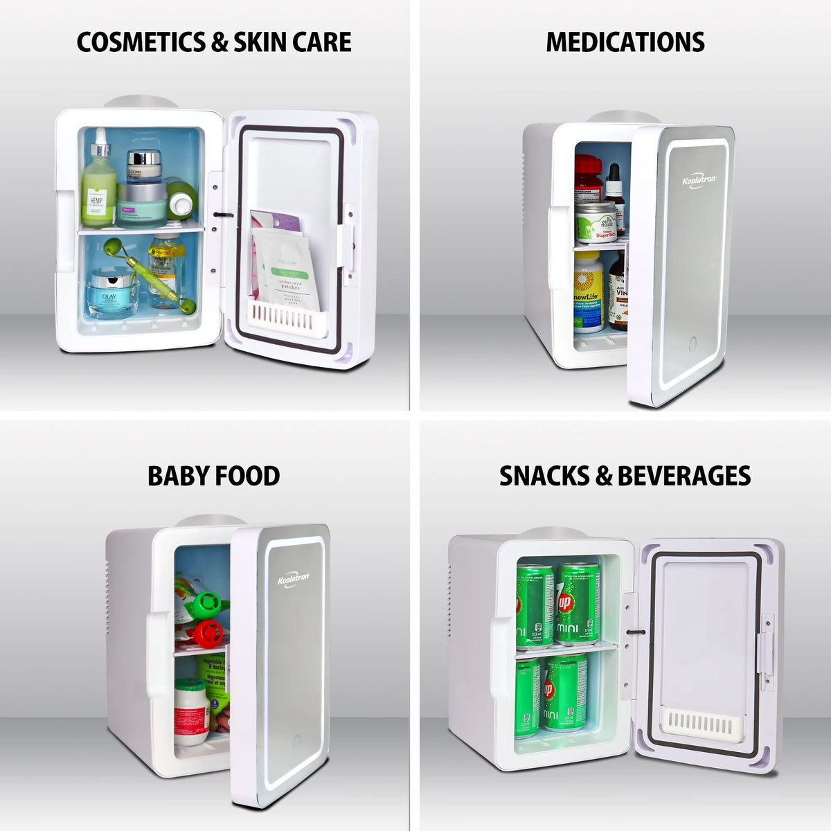 Koolatron Cosmetics Fridge w/ LED Lighted Makeup Mirror 12V 110V, 6L