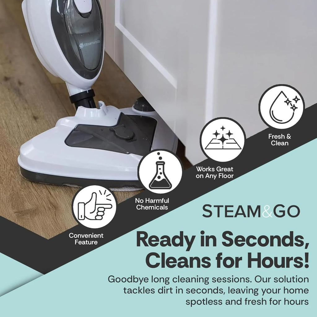 Steam & Go 10-in-1 Steam Cleaner with Detachable Base Steamer Mop Floor Cleaner