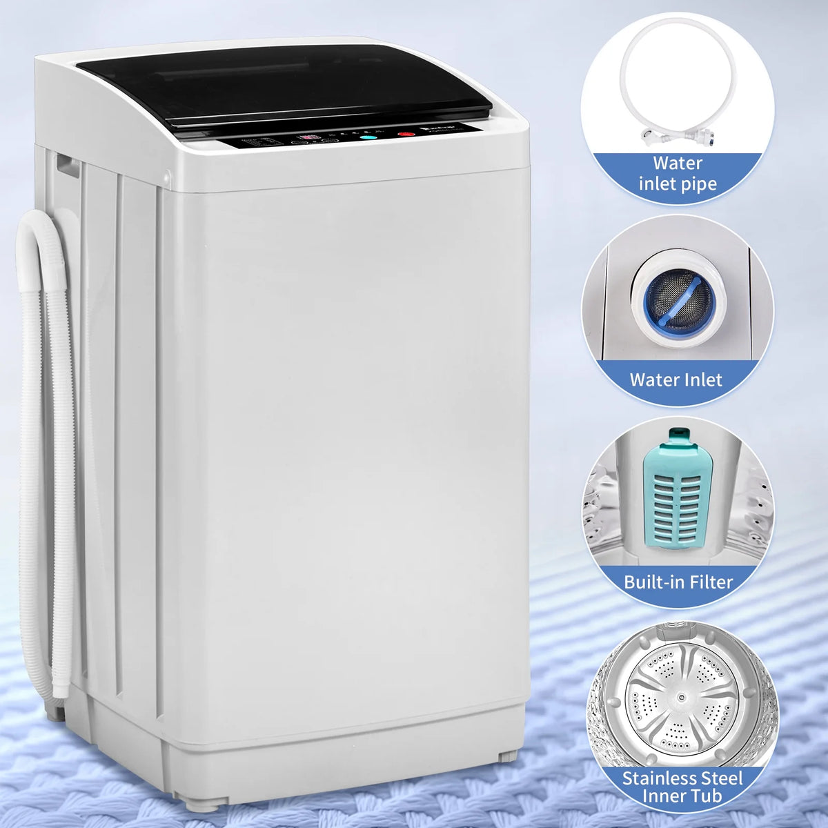 Ktaxon 17.8lbs Portable Fully Automatic Washing Machine W/ Drain Pump