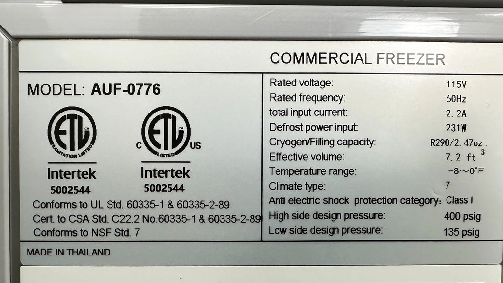 Cooler Depot 27.5 In. 7.2 Cu.ft Stainless Steel Undercounter Freezer AUF-0776 NSF ETL Certified