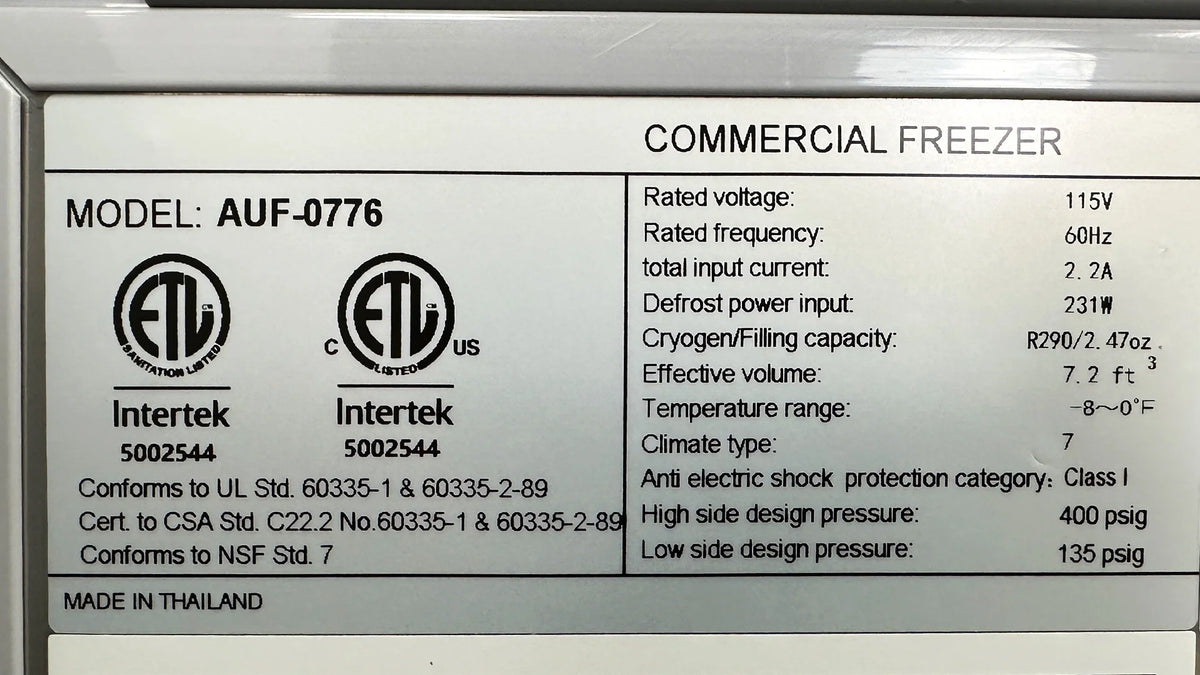 Cooler Depot 27.5 In. 7.2 Cu.ft Stainless Steel Undercounter Freezer AUF-0776 NSF ETL Certified