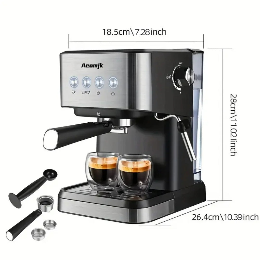 AEOMJK Semi-Automatic Espresso Machine,20 Bar Pressure,1.5L Removable Water Tank,Design for Cappuccino & Latte Making, Coffee Brewing
