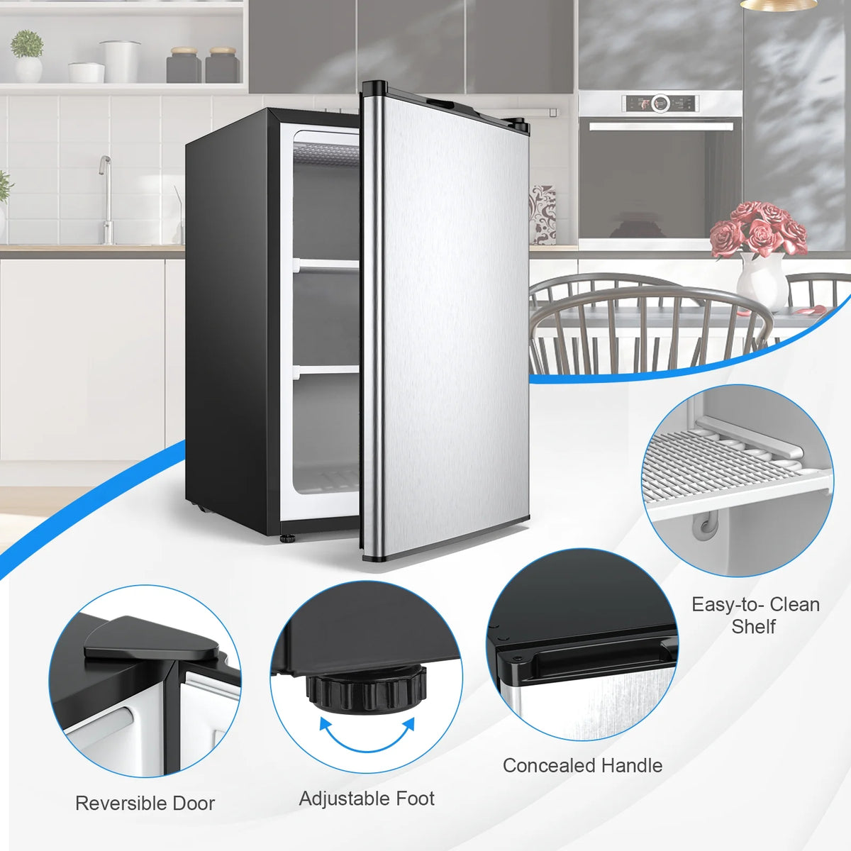 Giantex Compact Upright Freezer, Mechanical Control Freezer w/7 Grade Adjustable Thermostat
