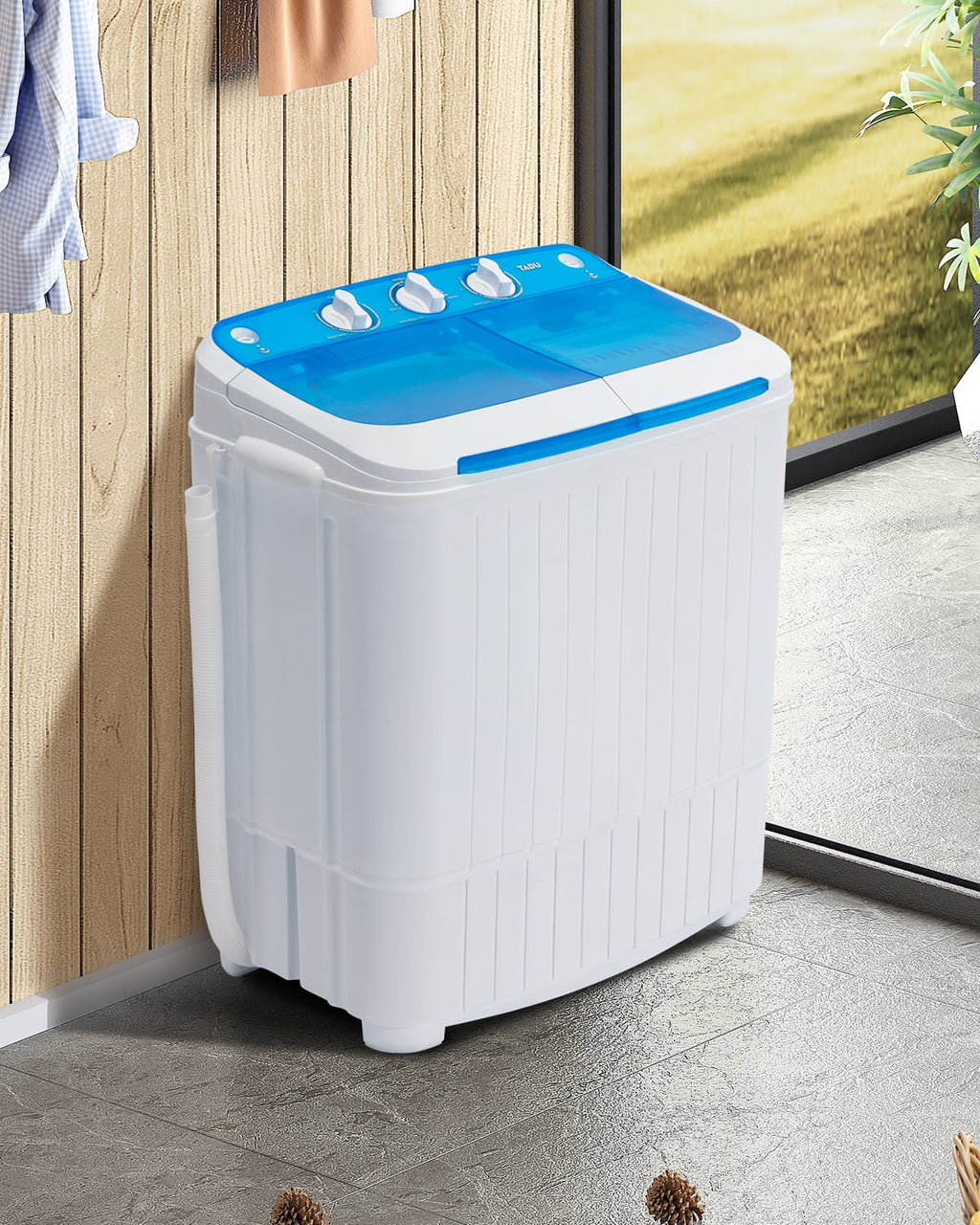 Muhub 18 lbs Portable Washing Machine,Compact Twin Tub Wash&Spin Combo for Apartment, Dorms, Gray