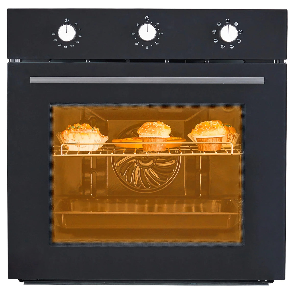 Garvee 24" Single Wall Oven, 2.5 Cu.ft Electric Wall Oven with Mechanical Knobs, Convection Wall Oven in Stainless Steel, 3000W, 240V, Black