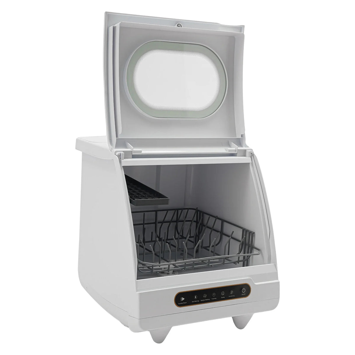 Portable Countertop Dishwasher 5 Washing Programs with Water Tank Leak-Proof Dry 360° Rotation Flushing, Uitable for Homes Kitchen Apartments Dormitories Campers