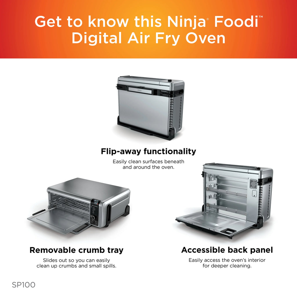 The Ninja? Foodi? Digital Air Fry Oven, Convection Oven, Toaster, Air Fryer, Flip-Away for Storage, 1800 watts, Stainless Steel, SP100
