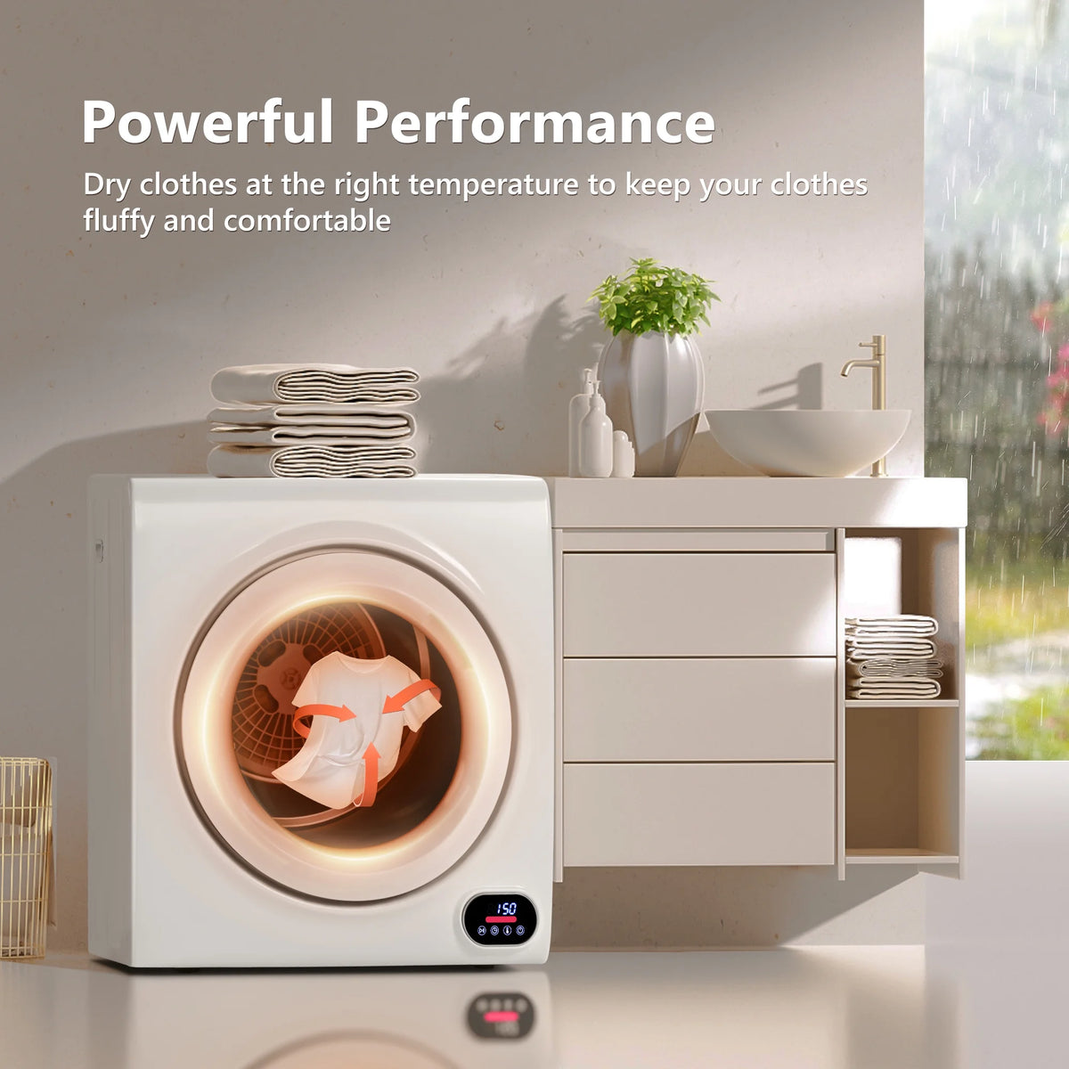 EUHOMY 1.5 Cu.Ft Portable Clothes Dryer 850W Front Load with 200 Minute Timer for Apartment Home DOE Certified, White