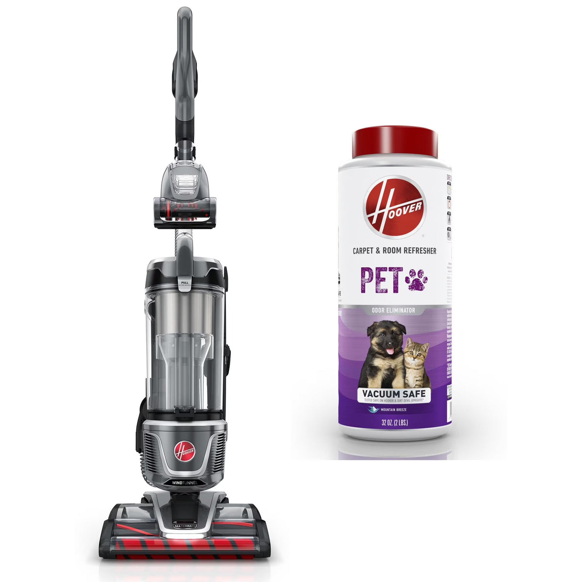 Hoover Upright Vacuum, WindTunnel All Terrain Bagless, Strong Suction, Hard Floor and Carpet, HEPA Filter, Dual Brush Rolls, and Swivel Steering UH77210V, New