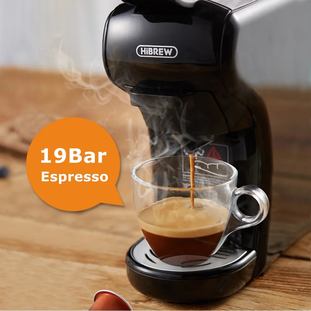 HiBREW H1A 4-in-1 Capsule Coffee Machine - 19Bar Espresso Maker for Hot/Cold Brews Black