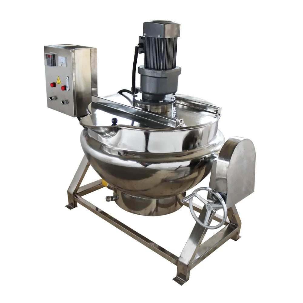 Jacketed Kettle Commercial Electric Cooking Pot Stirring Scraping Edge Three-Phase Tilting Soup Chili Sauce Beverage Jam Porridge 13.2 Gal 220V