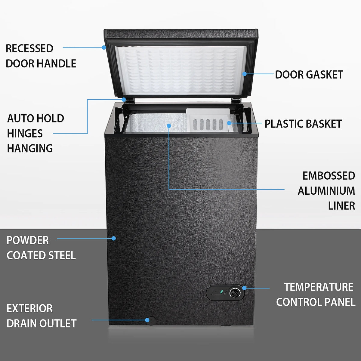 Moifoi 3.5 Cu.ft Chest Freezer w/ Removable Storage Basket & Top Open Door, Energy Saving, White