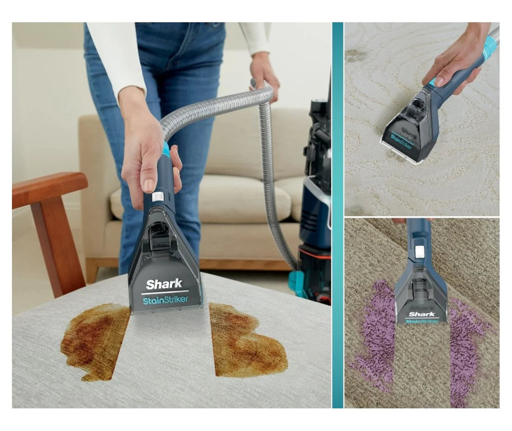 Restored Shark CarpetXpert with StainStriker, Upright Carpet & Upholstery Cleaner, Built-in Spot & Stain Eliminator, Deep Cleaning & Tough Stain Removal, Carpet Shampooer, Navy, EX200 (Refurbished)