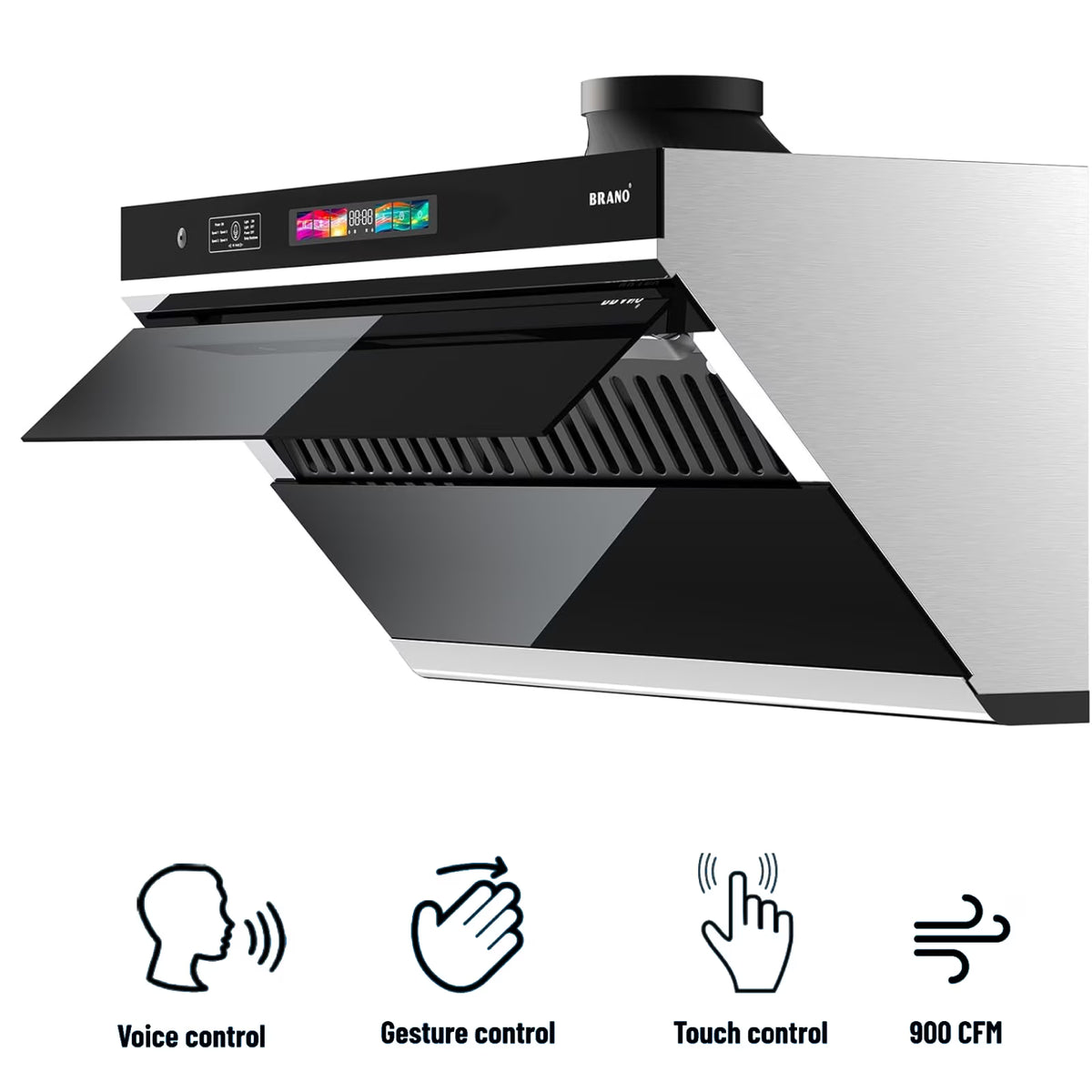 30 inch 900 CFM Convertible Under Cabinet Range Hood with  Charcoal Filter, Voice/Gesture/Touch Control