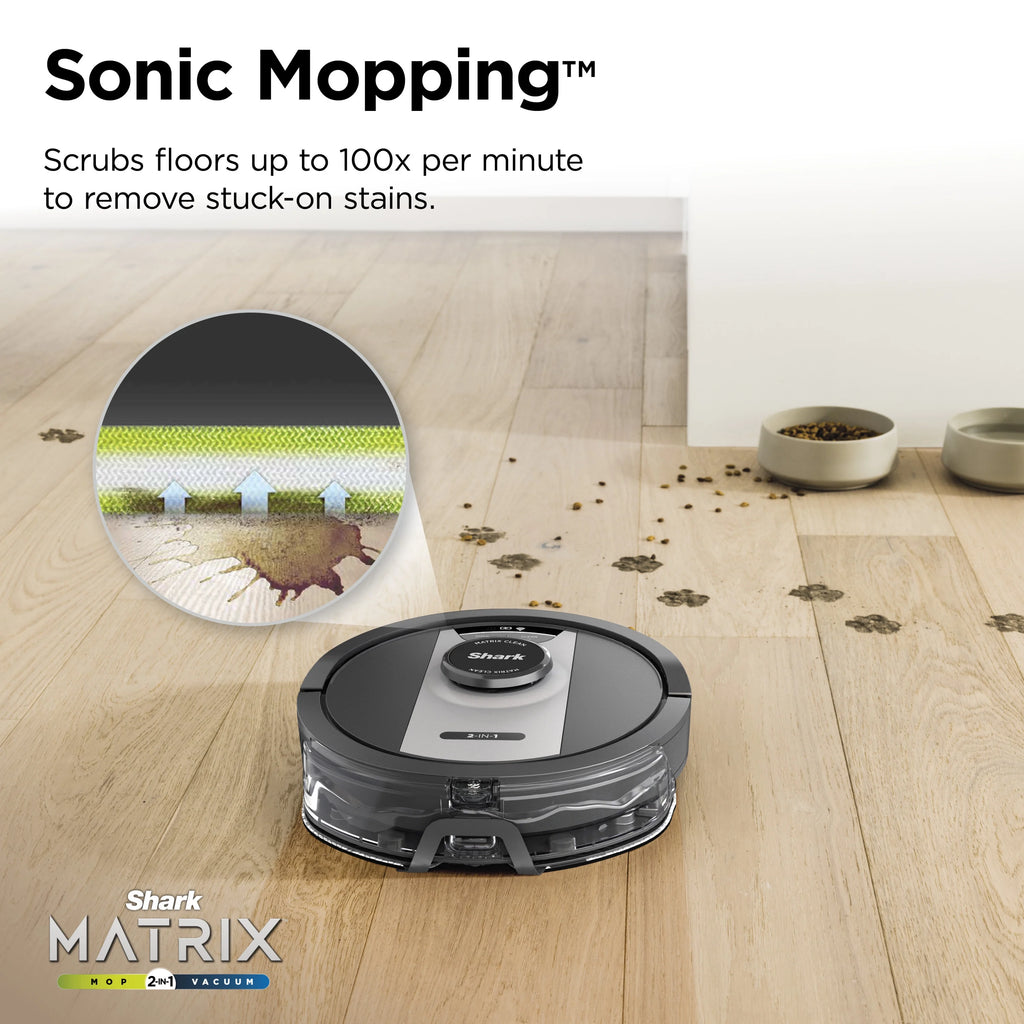 Shark? Matrix 2-in-1 Robot Vacuum & Mop with No Spots Missed on Carpets & Hard Floors, Home Mapping, RV2400WD