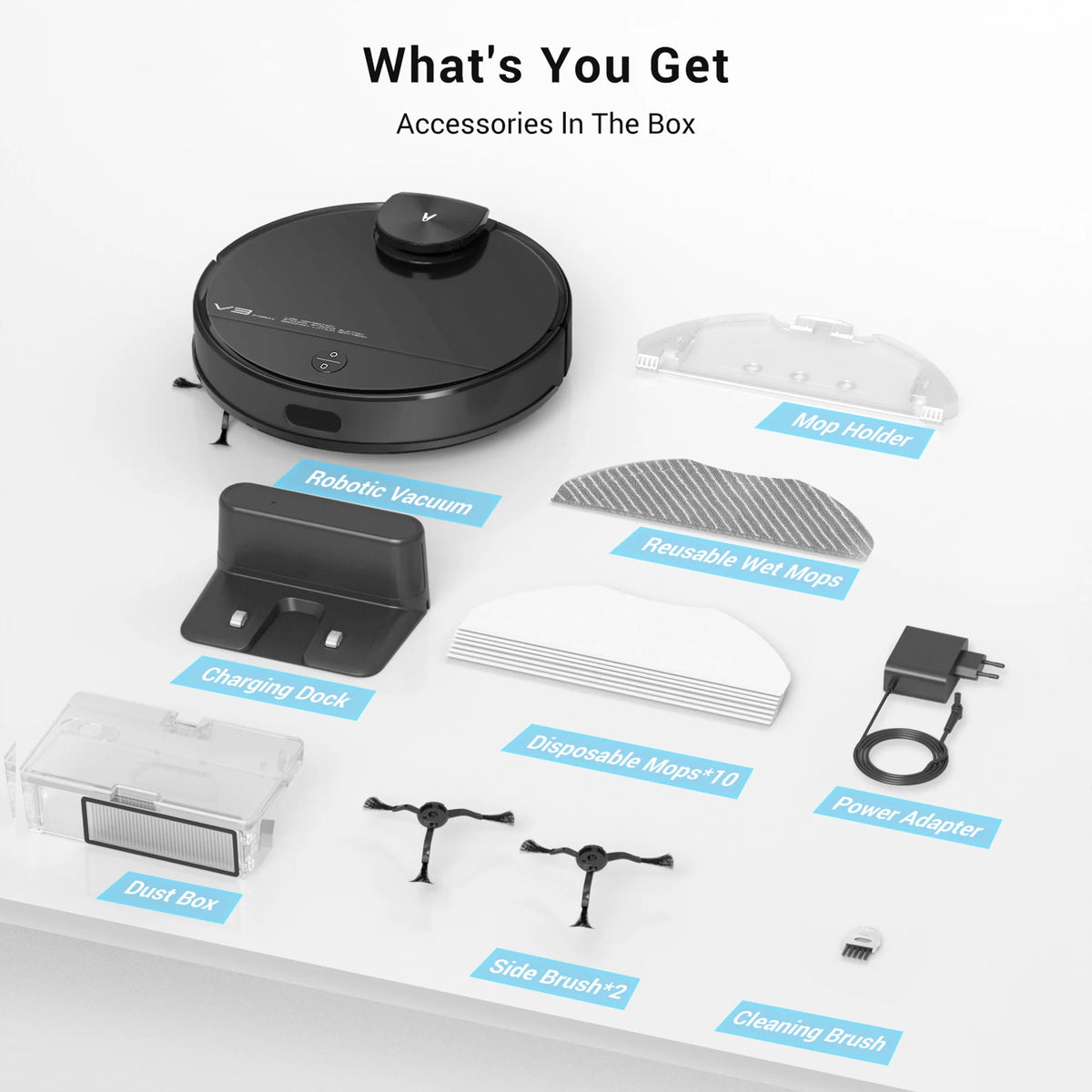 Viomi Smart Robot Vacuum V3 Max Duster Vacuum & Mop for Multi Floors, Black