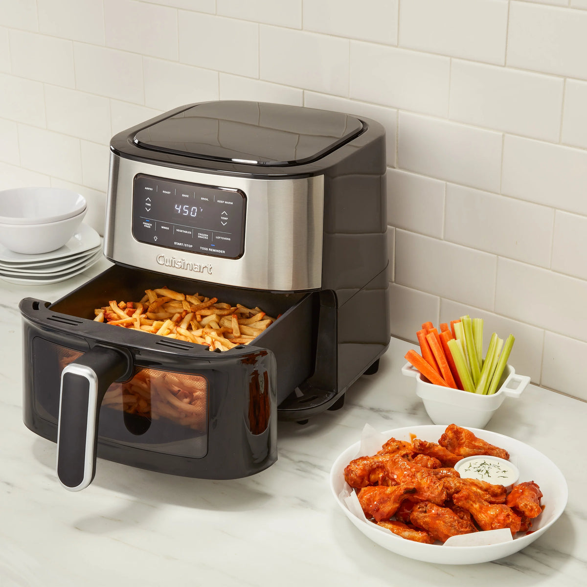 Open Box Cuisinart Air Fryer Oven - 6-Quart Basket Stainless Steel Air Fryer - Dishwasher-Safe Parts with 5 Presets - Roast, Bake, Broil, Air Fry and Keep Warm - Quick and Easy Meals - AIR-200
