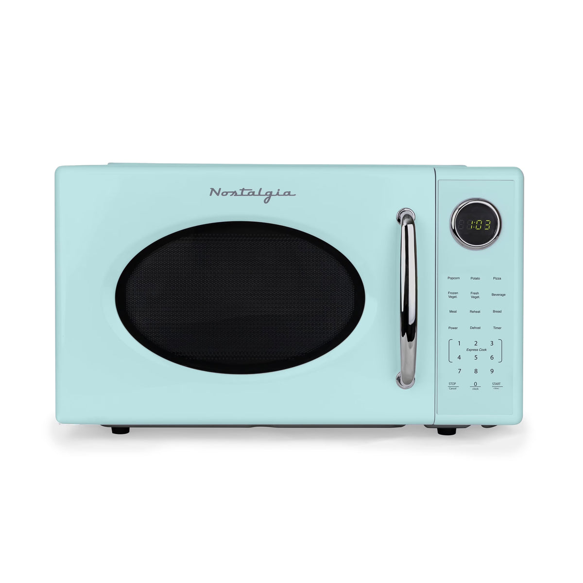 Nostalgia Retro Microwave Oven - 1.1 Cu Ft & 1000-Watt Countertop Size with Glass Turntable, Child Safety Lock, 8 Auto-Cook Programs & Digital Clock - Black