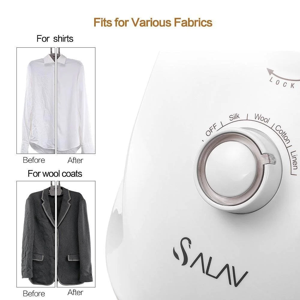 Salav 1500 Watts Adjustable Home Commercial Fabric Iron Garment Steamer, White