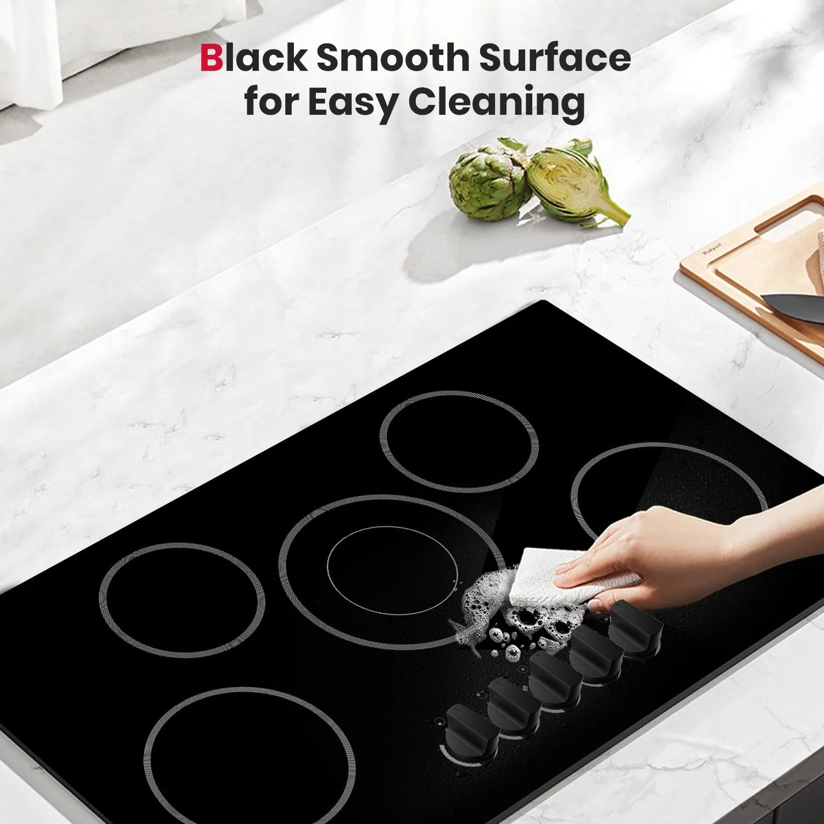 Gasland Chef 5 Burner Ceramic Cooktop,Mechanical Knob Control Electric Stove Top,240V