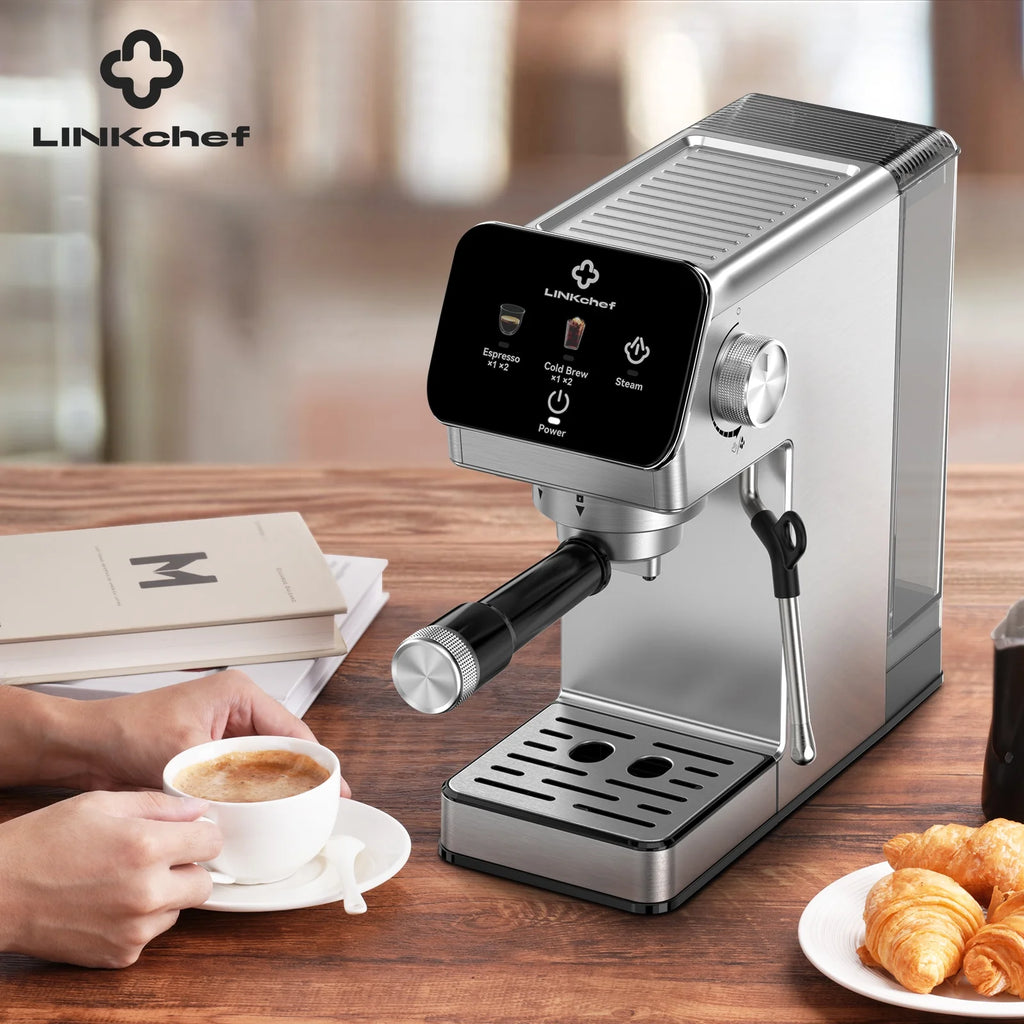 LINKChef Espresso Machine 20 Bar, Professional Espresso Maker with Milk Frother Steam Wand