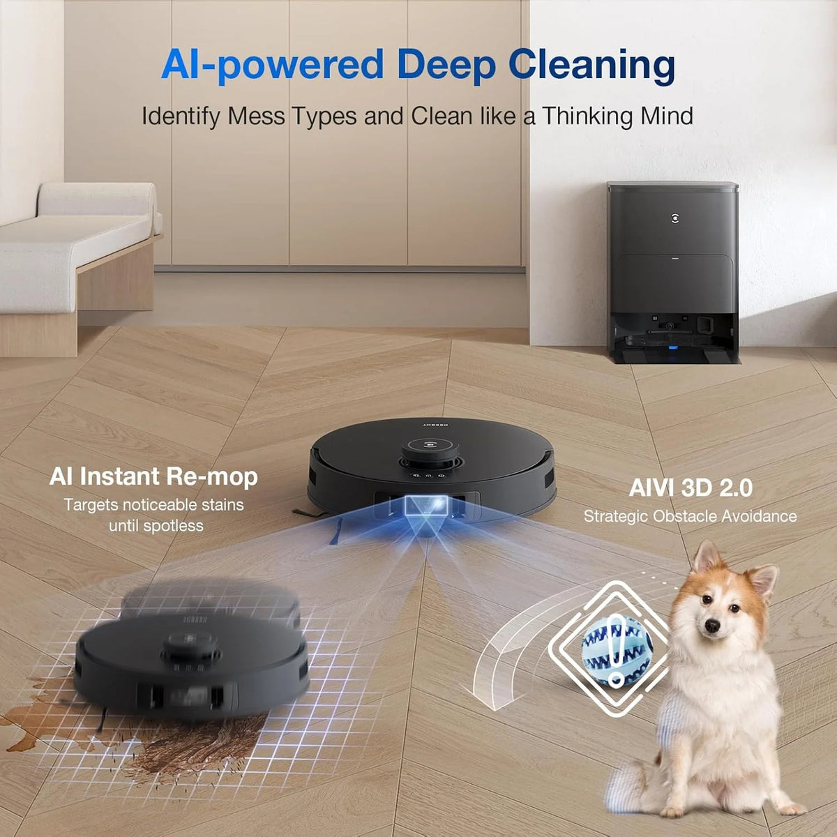 ECOVACS DEEBOT T30S AI Robot Vacuum and Mop - AI Camera, 11000Pa, ZeroTangle, TruEdge, Hot Water Mop