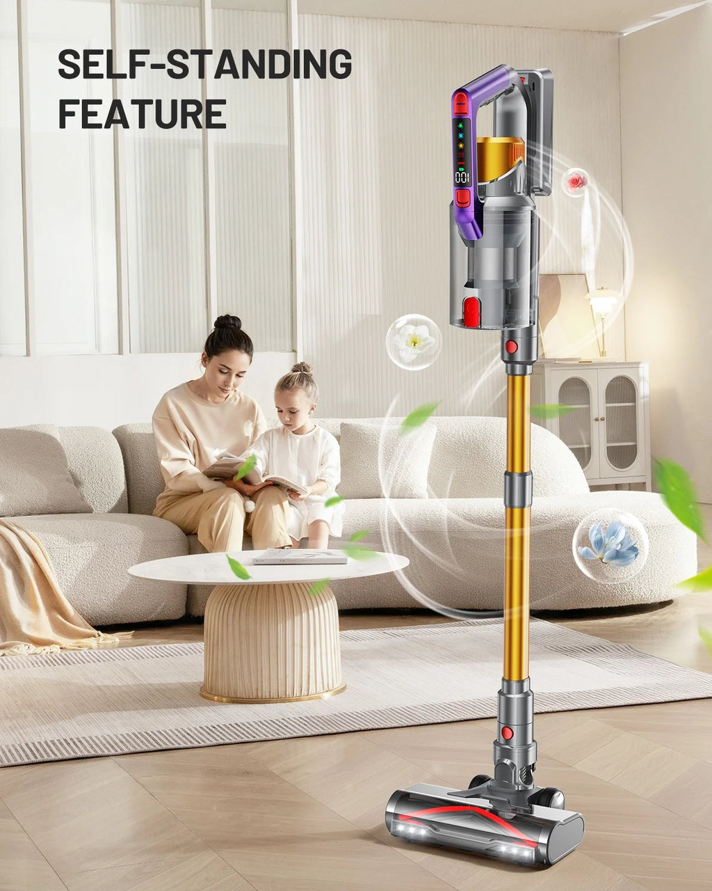 AZVKEA Cordless Vacuum Cleaner 550W 55KPA 60Mins Stick Vacuum Cleaner for Home Hardwood Floor Carpet Pet with Display